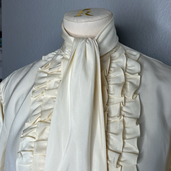 Ralph Lauren ruffled silk neck tie blouse - Picture 10 of 12